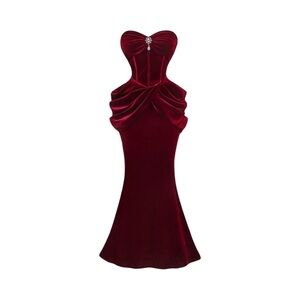 Burgundy Velvet Sweetheart Gown